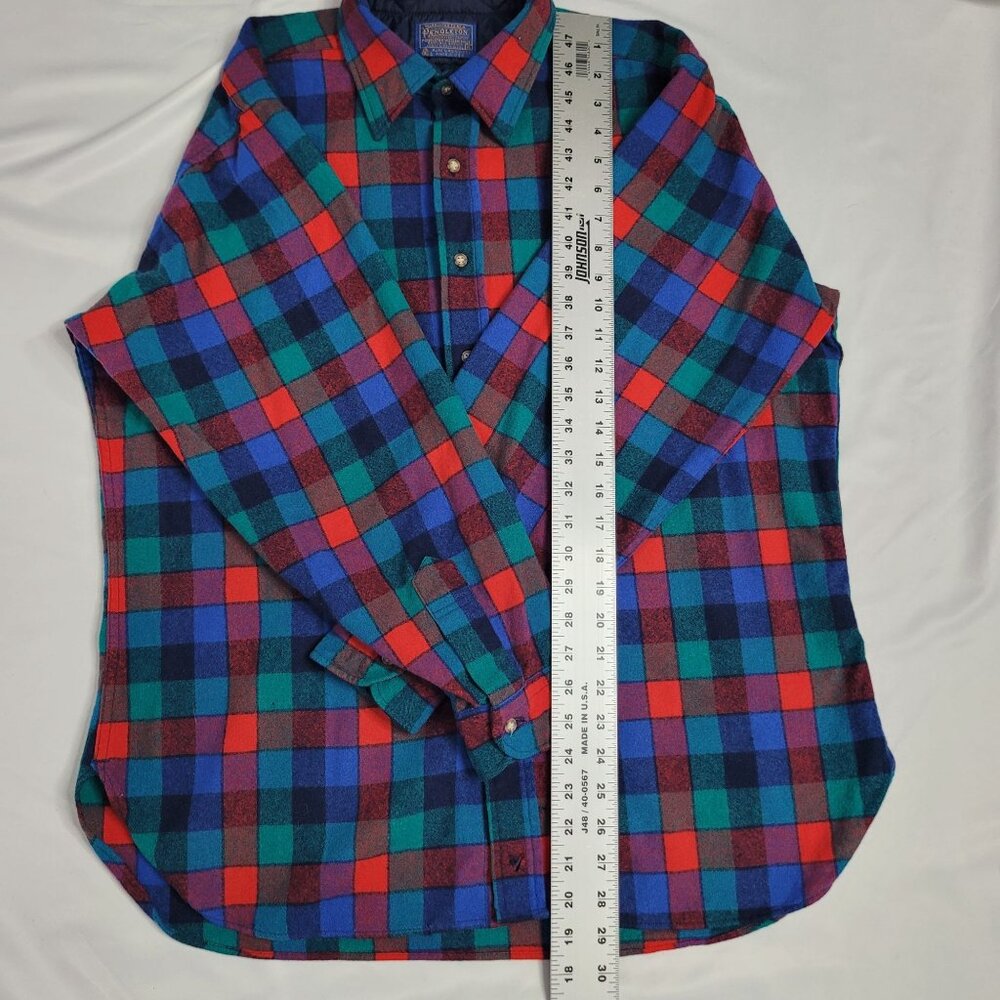 VTG Pendleton Men's Red & Green Plaid Virgin Wool Long Sleeve Button-Up Shirt XL - Picture 5 of 8